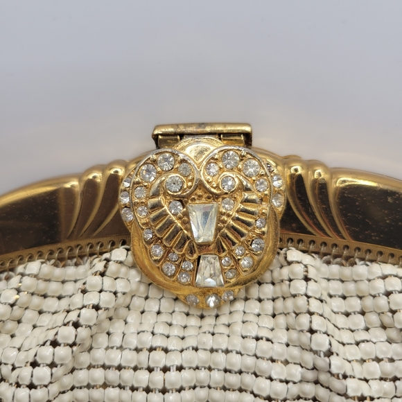 VTG Whiting & Davis Mesh Handbag with Rhinestone Clasp - Picture 3 of 16